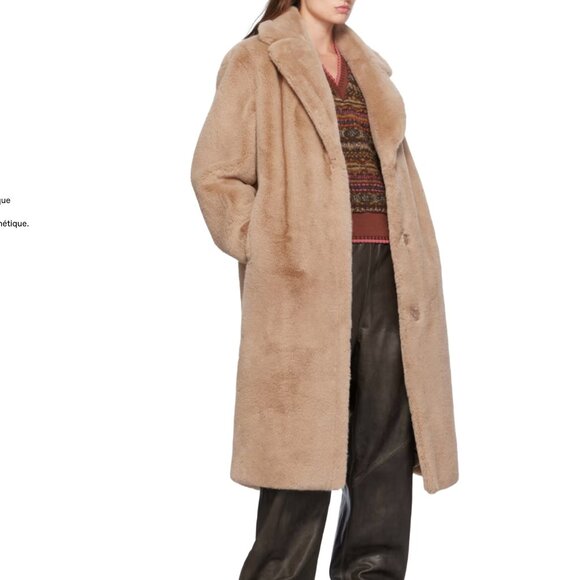 Stand Studio Beige Maria Faux-Fur Coat  Size Small - Picture 9 of 10